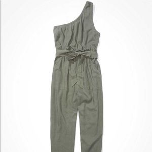 American Eagle One Shoulder Jumpsuit, Olive Green